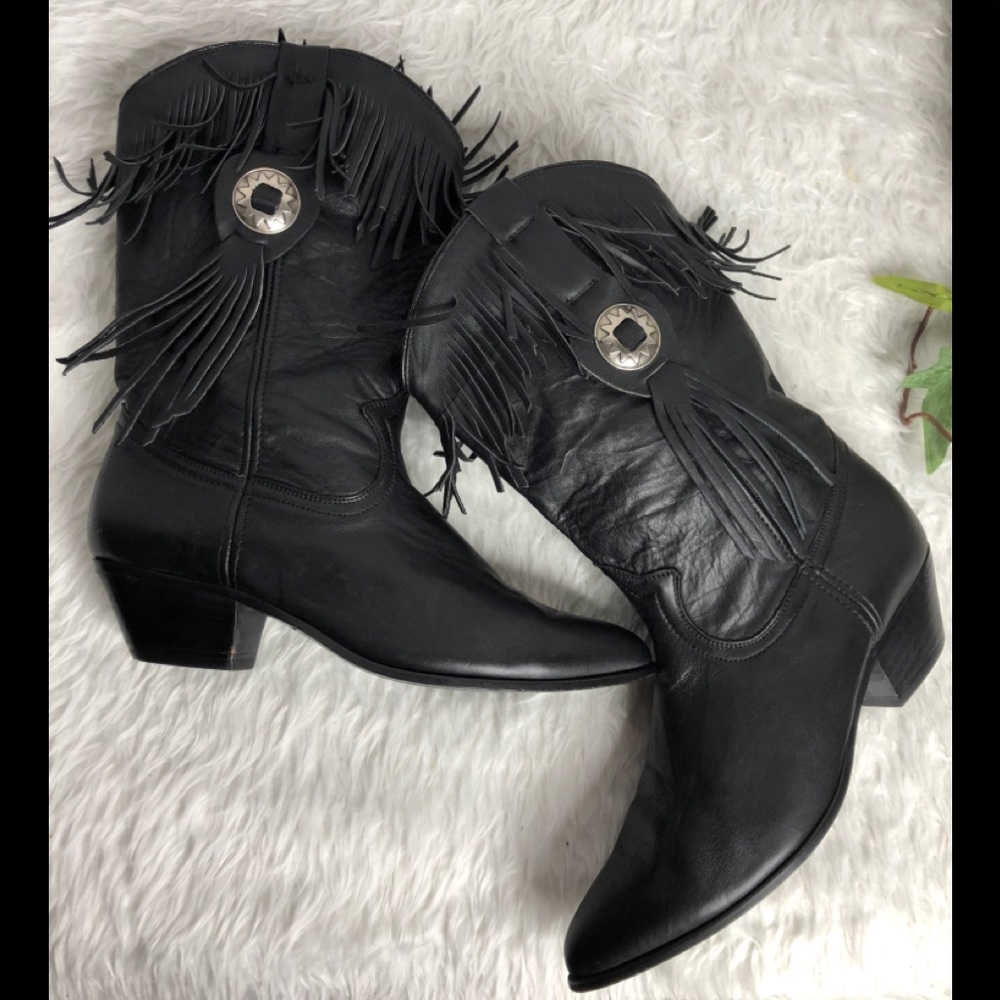 Acme leather cowgirl Western  fringe boots size 9M